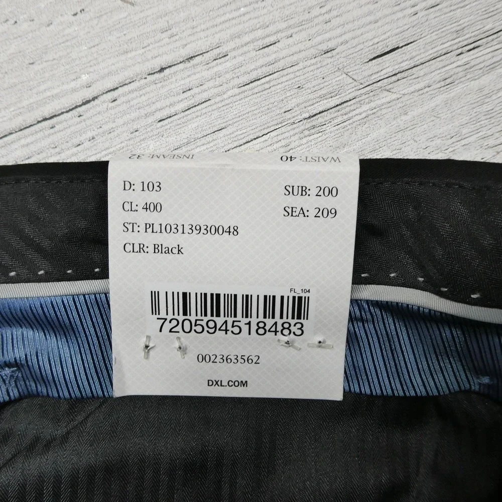 Oak Hill Pants Mens 40x32 Black Perfect Fit Pleated‎ Stretch Slacks Big Tall